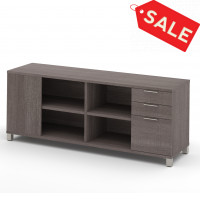 Bestar 120611-1147 Pro-Linea Credenza with Three Drawers in Bark Gray