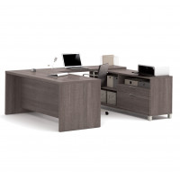 Bestar 120861-47 Pro-Linea U-Desk in Bark Grey