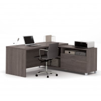 Bestar 120863-47 Pro-Linea L-Desk in Bark Grey