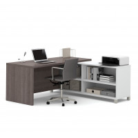 Bestar 120885-47 Pro-Linea L-Desk in White & Bark Grey