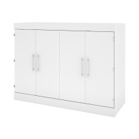 Bestar 125193-000017 Nebula 61W 60W Full Cabinet Bed with Mattress in white