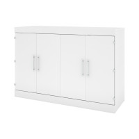 Bestar 125194-000017 Nebula 67W Queen Cabinet Bed with Mattress in white