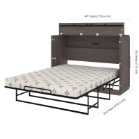 Bestar 126193-000009 Pur 61W Full Cabinet Bed with Mattress in rustic brown