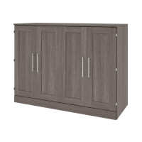 Bestar 126193-000047 Pur 61W Full Cabinet Bed with Mattress in bark grey