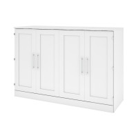 Bestar 126194-000017 Pur 67W 66W Queen Cabinet Bed with Mattress in white