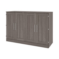 Bestar 126194-000047 Pur 67W 66W Queen Cabinet Bed with Mattress in bark grey