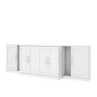 Bestar 126680-000017 Pur 139W Queen Cabinet Bed with Mattress and two 36W Storage Units in white