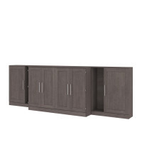 Bestar 126680-000047 Pur 139W Queen Cabinet Bed with Mattress and two 36W Storage Units in bark grey