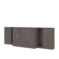 Bestar 126690-000047 Pur 133W Full Cabinet Bed with Mattress and two 36W Storage Units  in bark grey