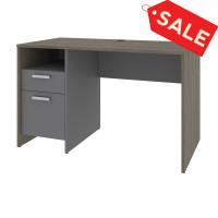 Bestar 129400-000035 Solay 48W Small Computer Desk in walnut grey & slate