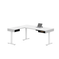 Bestar 130420-000017 Pro-Vega Height Adjustable L-Desk in White and Black
