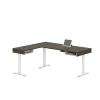 Bestar 130420-000035 Pro-Vega Height Adjustable L-Desk in Walnut Grey & White