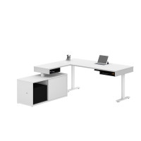 Bestar 130850-000017 Pro-Vega Height Adjustable L-Desk in White and Black