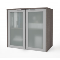 Bestar 160521-1147 i3 Plus Hutch with Frosted Glass Doors in Bark Gray