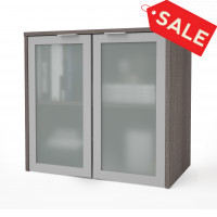 Bestar 160521-1147 i3 Plus Hutch with Frosted Glass Doors in Bark Gray