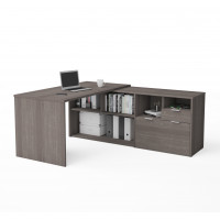 Bestar 160850-47 i3 Plus L-Desk with Two Drawers in Bark Gray