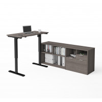 Bestar 160885-47 i3 Plus Height Adjustable L-Desk in Bark Gray