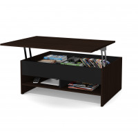 Bestar 16160-1179 Small Space 37-inch Lift-Top Storage Coffee Table in Dark Chocolate and Black