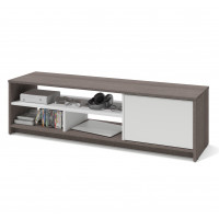 Bestar 16200-1147 Small Space 53.5-inch TV Stand in Bark Gray and White