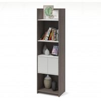 Bestar 16700-1147 Small Space 20-inch Storage Tower in Bark Gray and White