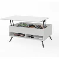 Bestar 17160-1117 Small Space Krom 37-inch Lift-Top Storage Coffee Table in White