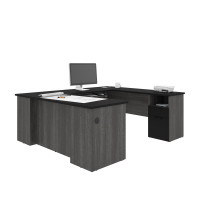 Bestar 181851-000018 Norma 71W U or L-Shaped Desk in black & bark gray