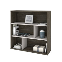 Bestar 22700-000035 Fom Asymmetrical Shelving Unit in Walnut Grey & Sandstone