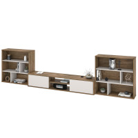 Bestar 22851-000009 Fom 3-Piece Entertainment Center Set in Rustic Brown & Sandstone