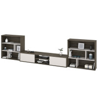 Bestar 22851-000035 Fom 3-Piece Entertainment Center Set in Walnut Grey & Sandstone