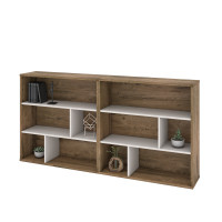 Bestar 22852-000009 Fom 2-Piece Asymmetrical Shelving Unit Set in Rustic Brown & Sandstone