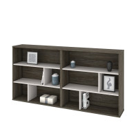 Bestar 22852-000035 Fom 2-Piece Asymmetrical Shelving Unit Set in Walnut Grey & Sandstone