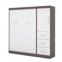 Bestar 25892-4717 Nebula 84" Full Wall bed kit in Bark Gray & White