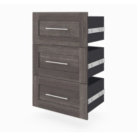 Bestar 26163-000047 Pur By 3-Drawer Set for 25" Storage Unit in Bark Gray