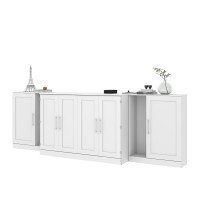 Bestar 26680-000017 Pur 139W Queen Cabinet Bed with Mattress and two 36? Storage Units in white