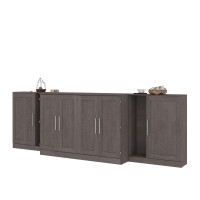 Bestar 26680-000047 Pur 139W Queen Cabinet Bed with Mattress and two 36? Storage Units in bark grey