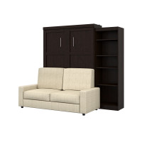 Bestar 26788-000069 Pur 3-Piece Queen Wall Bed, Storage Unit and Sofa Set - Chocolate & Tan
