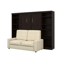 Bestar 26793-000069 Pur 4-Piece Full Wall Bed, Two Storage Units and Sofa Set - Chocolate & Tan