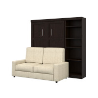 Bestar 26798-000069 Pur 3-Piece Full Wall Bed, Storage Unit and Sofa Set - Chocolate & Tan