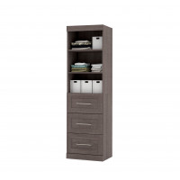 Bestar 26871-47 Pur By 25" Storage Unit with 3-Drawer Set in Bark Gray