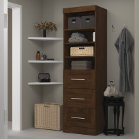 Bestar 26871-69 Pur 25" Storage Unit with 3-drawer Set in Chocolate