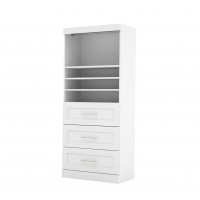 Bestar 26872-17 Pur 36" Storage Unit with 3-drawer Set in White