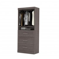 Bestar 26872-47 Pur By 36" Storage Unit with 3-Drawer Set in Bark Gray