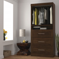 Bestar 26872-69 Pur 36" Storage Unit with 3-drawer Set in Chocolate