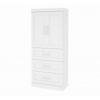 Bestar 26878-17 Pur 36" Storage Unit with 3-Drawer Set and Doors in White
