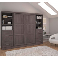 Bestar 26894-47 Pur 109" Full Wall Bed Kit in Bark Gray