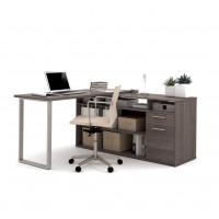 Bestar 29420-47 Solay L-Shaped Desk in Bark Gray