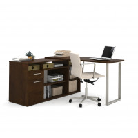 Bestar 29420-69 Solay L-Shaped Desk in Chocolate