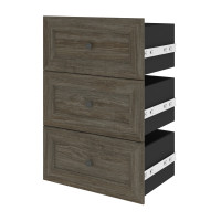 Bestar 40170-000035 Versatile 3 Drawer Set for Versatile 25W Shelving Unit in walnut grey