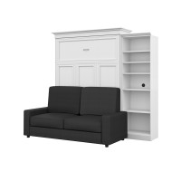 Bestar 40780-000017 Versatile 3-Piece Queen Wall Bed, Storage Unit and Sofa Set - White & Grey