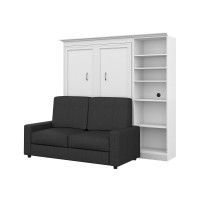 Bestar 40790-000017 Versatile 3-Piece Full Wall Bed, Storage Unit and Sofa Set - White & Grey